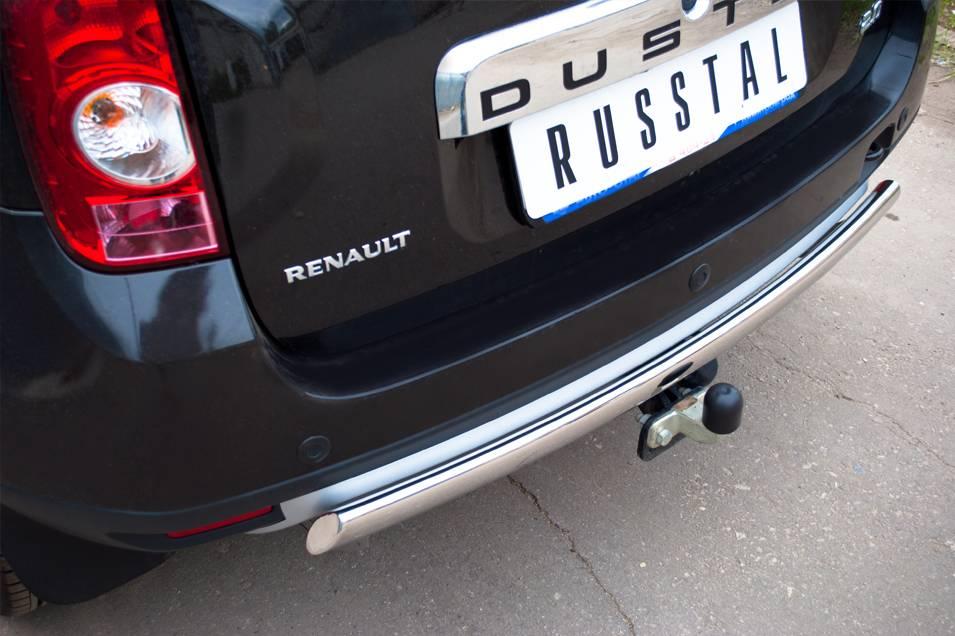Защита заднего бампера d75x42 овал Renault Duster 4x4 (2011-2015) № RD4Z-000445 - фото 1 - id-p123227144