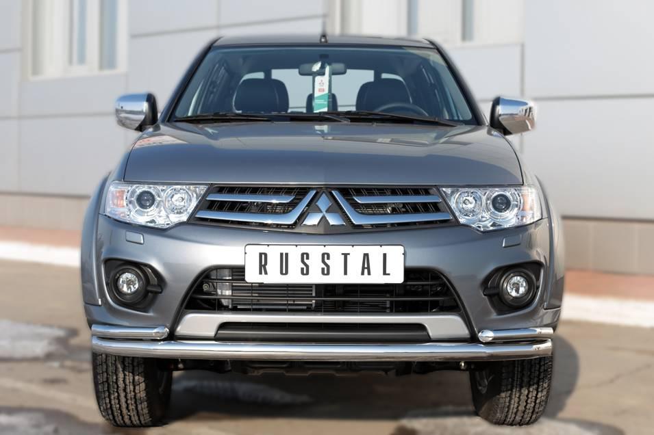 Защита переднего бампера d63 (секции) d42х2 (уголки) Mitsubishi L200 (2014-2020) № MLZ-002037