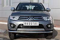 Защита переднего бампера d63 (секции) d75 Mitsubishi L200 (2014-2020) № MLZ-002036