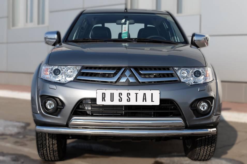 Защита переднего бампера d63 (секции) d75 Mitsubishi L200 (2014-2020) № MLZ-002036