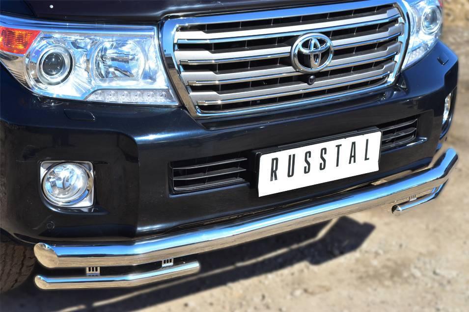 Защита переднего бампера d76 (секции) d42 (уголки) Toyota Land Cruiser 200 (2012-2020) № TLCZ-001643