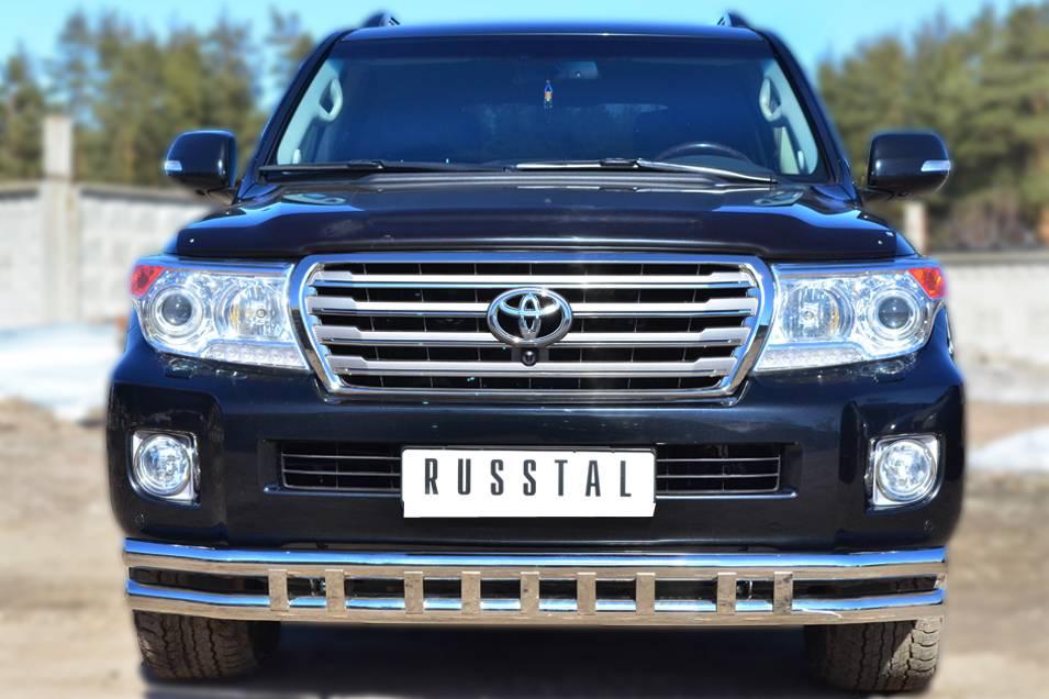 Защита переднего бампера d63 (секции) d63 (секции) декор Toyota Land Cruiser 200 (2012-2020) № TLCZ-001640