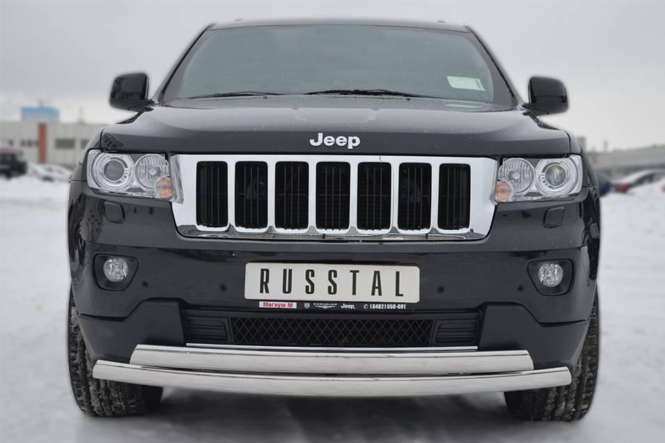 Защита переднего бампера 75x42/75x42 овалы Jeep Grand Cherokee (2012-2020) № JGZ-001190