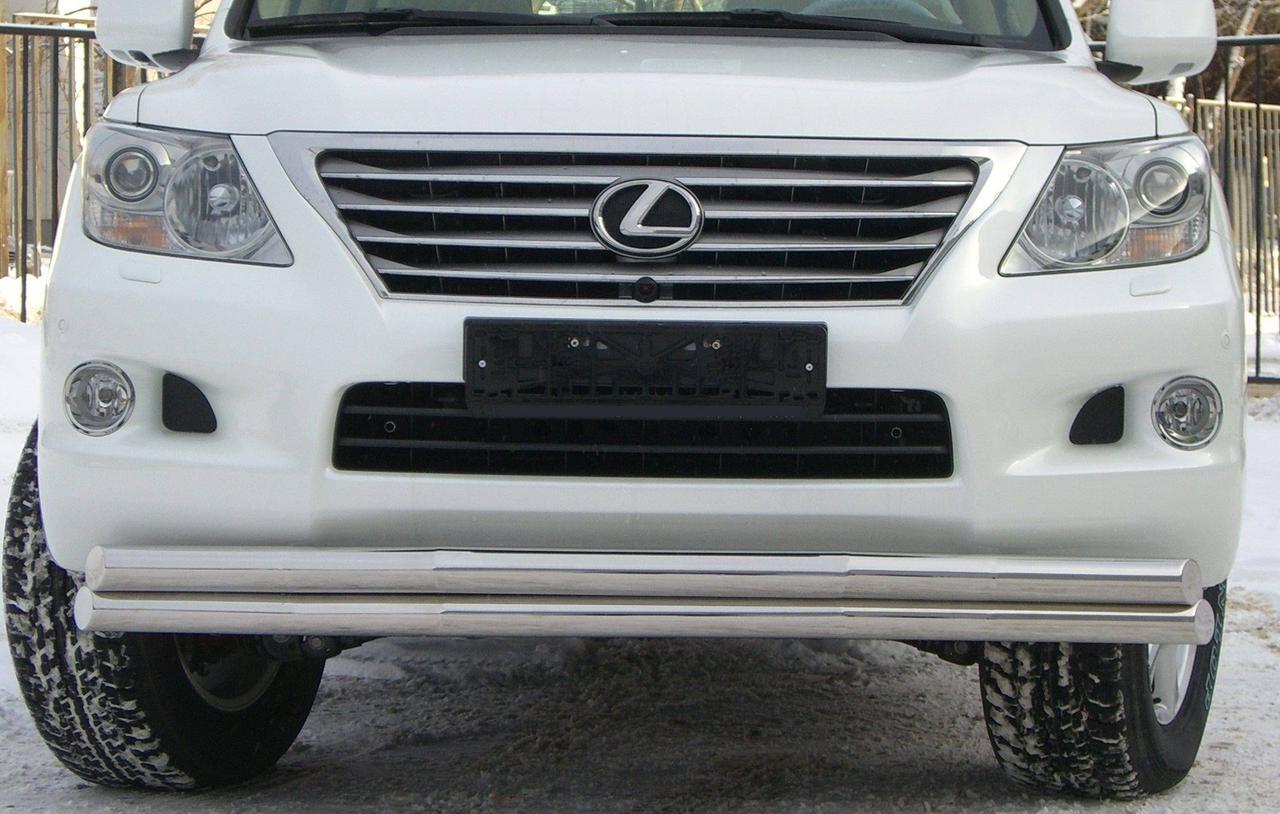 Защита переднего бампера d63/63 (секции) Lexus LX570 (2007-2011) № LLZ-000265