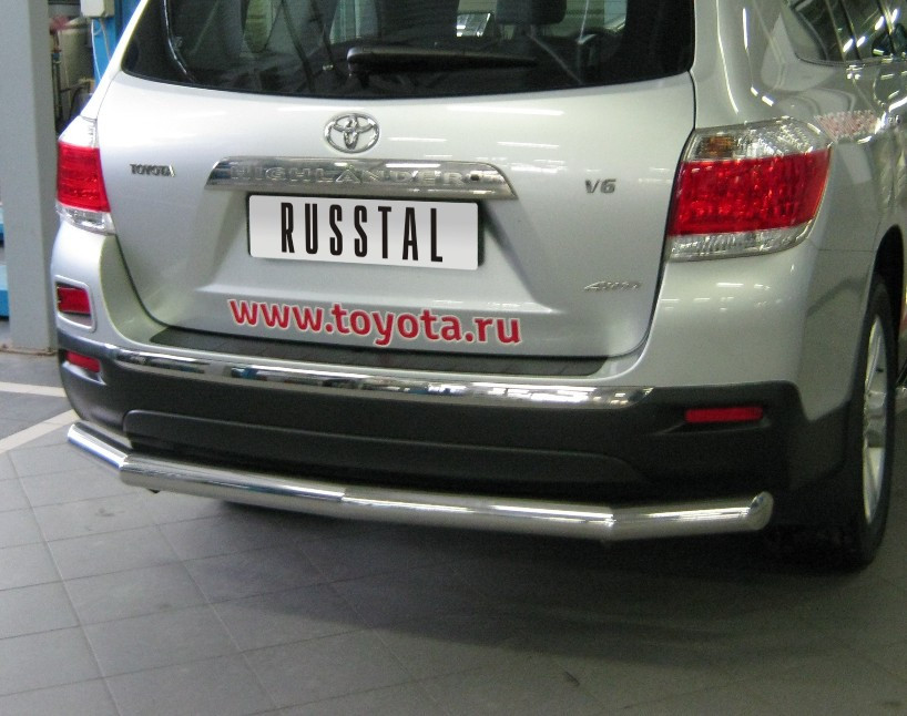 Защита заднего бампера d76 Toyota Highlander (2010-2013) № THZ-000733