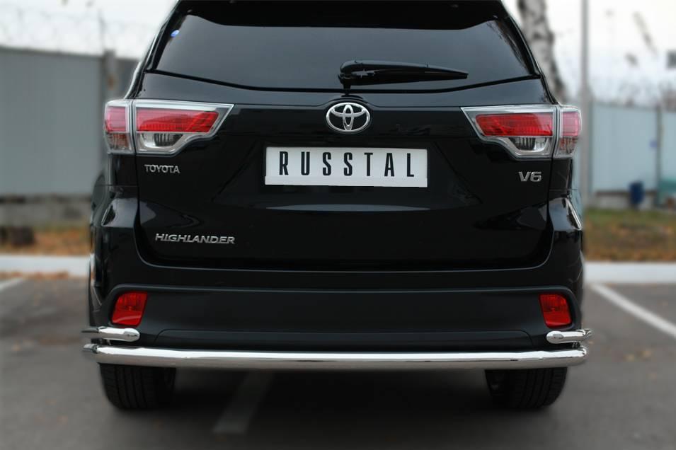 Защита заднего бампера d63 (секции) d42 (уголки) Toyota Highlander (2014-2020) № THRZ-001926