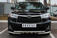 Защита переднего бампера d63 (дуга) d63 (уголки) клыки Toyota Highlander (2014-2020) № THRZ-001918