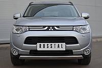 Защита переднего бампера d75x42 овал(дуга) Mitsubishi Outlander 3 (2012-2020) № MRZ-001051