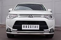 Защита переднего бампера d63 (секции) d42 (дуга) Mitsubishi Outlander (2014-2020) № MORZ-001891