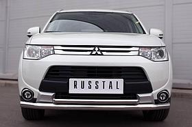 Защита переднего бампера d63 (секции) d42 (дуга) Mitsubishi Outlander (2014-2020) № MORZ-001891