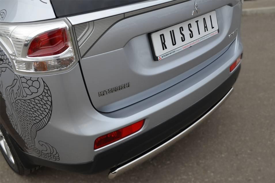 Защита заднего бампера D75x42 овал (дуга) Mitsubishi Outlander 3 (2012-2020) № MRZ-001060 - фото 2 - id-p123228000