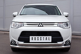 Защита переднего бампера d63 (секции) d75x42 (дуга) Mitsubishi Outlander (2014-2020) № MORZ-001890