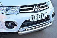 Защита переднего бампера d76 (дуга) d42 (дуга) Mitsubishi Pajero Sport (2013-2016) № MPSZ-001577