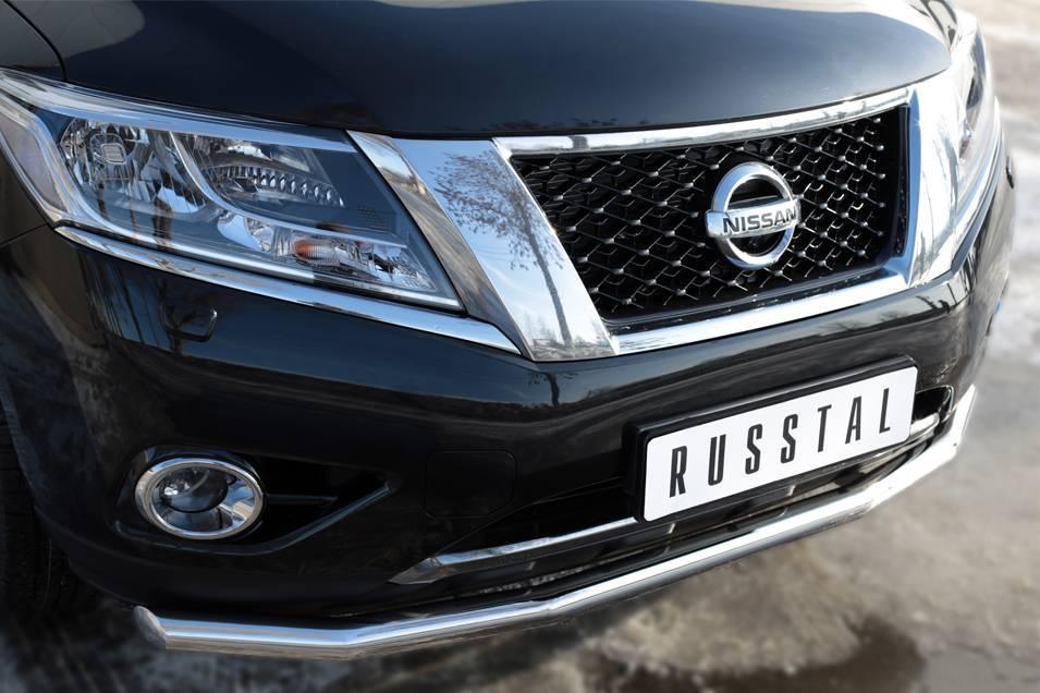 Защита переднего бампера d63 (секции) Nissan Pathfinder (2014-2020) № NPZ-002015 - фото 2 - id-p123228041