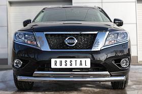 Защита переднего бампера d76 (дуга) d75x42 (дуга) Nissan Pathfinder (2014-2020) № NPZ-002019