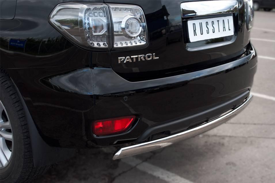 Защита заднего бампера d75x42 овал Nissan Patrol (2010-2013) № PAZ-000895 - фото 2 - id-p123228071