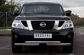 Защита переднего бампера d75x42/75x42 ступень Nissan Patrol (2010-2013) № PAZ-000893