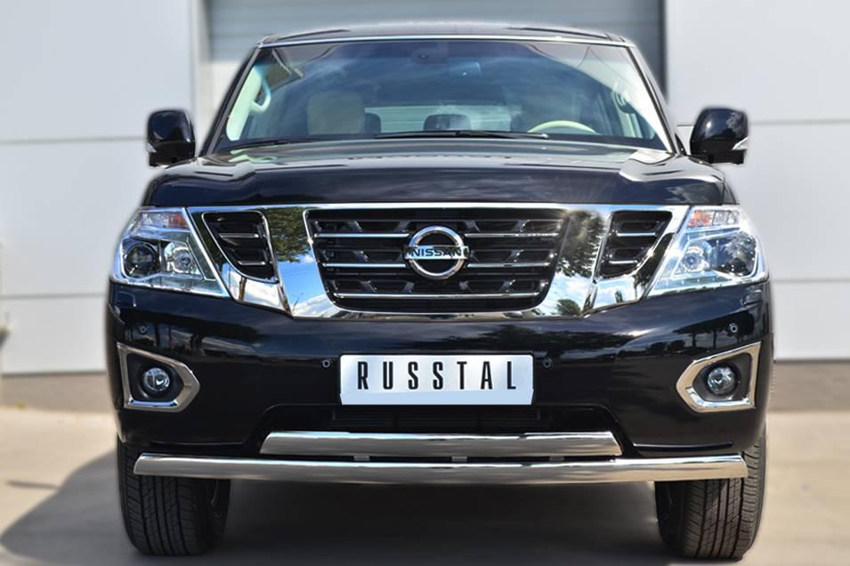 Защита переднего бампера d75x42 (дуга) 75x42 (дуга) Nissan Patrol (2014-2020) № PATZ-001729