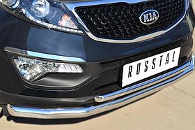 Защита переднего бампера d63 (секции) 42 (дуга) Kia Sportage (2013-2015) № KSGZ-001668