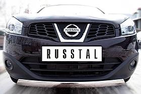 Защита переднего бампера d75x42 овал Nissan Qashqai (2010-2013) № QNZ-000771