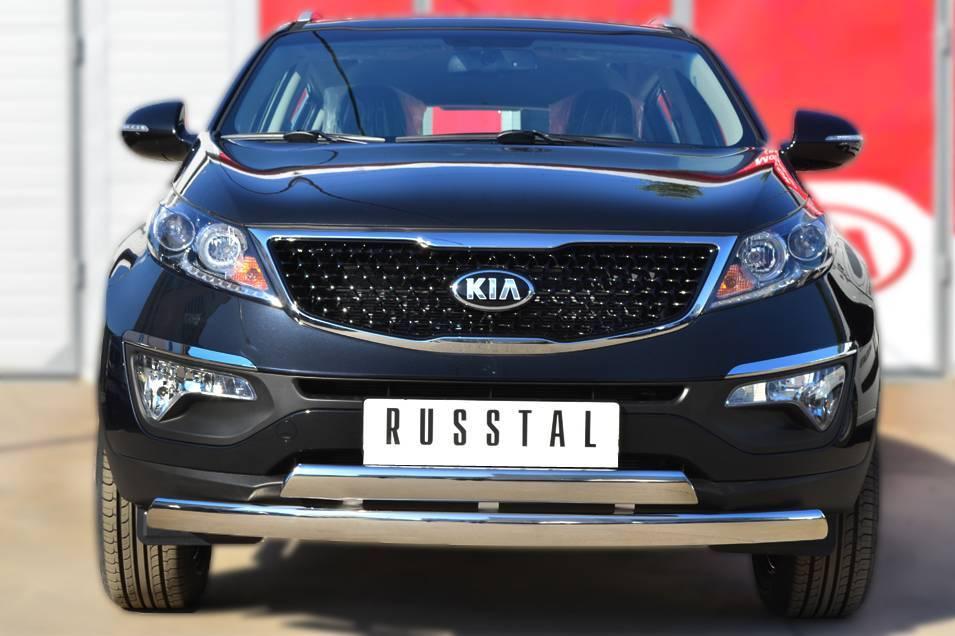 Защита переднего бампера d75x42 (дуга) d75x42 (дуга) Kia Sportage (2013-2015) № KSGZ-001669