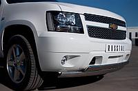 Защита переднего бампера d75x42х75x42 овалы Chevrolet Tahoe (2012-2014) № CTHZ-000929