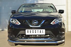 Защита переднего бампера d63 (секции) d75x42 (дуга) Nissan Qashqai (2014-2020) № NQQZ-001783