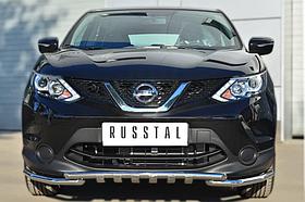 Защита переднего бампера d42 (секции) d42 (уголки) клыки Nissan Qashqai (2014-2020) № NQQZ-001784