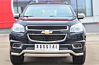 Защита переднего бампера d63 (волна) 75x42 (дуга) Chevrolet TrailBlazer (2012-2015) № CTRZ-001506