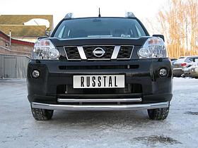 Защита переднего бампера d63/42 Nissan X-Trail (2007-2010) № NXZ-000098