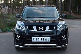 Защита переднего бампера d63/63 Nissan X-Trail (2011-2014) № NTZ-000911