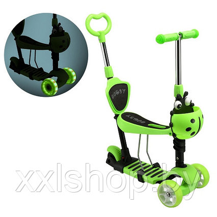 Самокат-беговел RGX с ручкой Bugsy+ Led (зеленый), фото 2