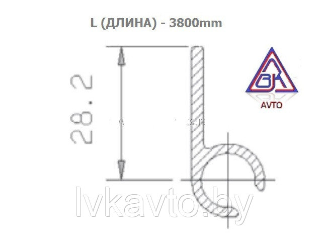 Профиль для крепления межколесноо брызговика L=3800мм, в-28,2