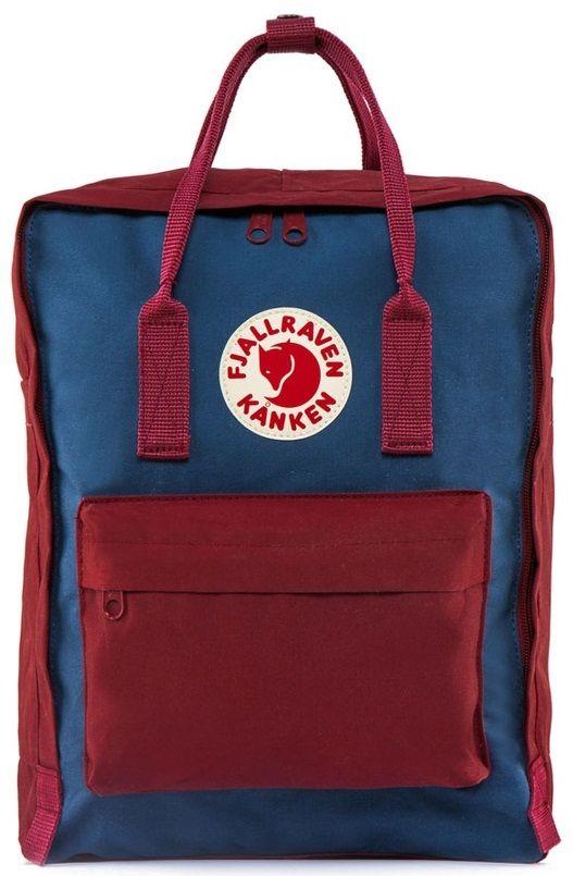 Рюкзак Fjallraven Kanken Classic (Royal Blue/Ox Red) Синий-Бордовый 16L + Значок в подарок