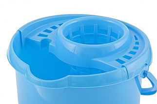 Ведро пластмассовое круглое с отжимом 9л, голубое ТМ Elfe Россия, фото 2
