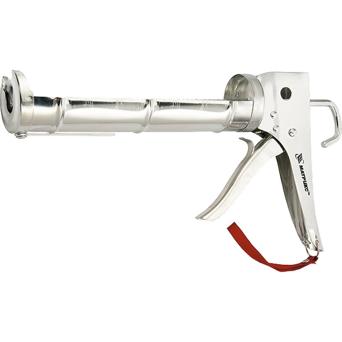 Пистолет для герметика, 310 мл, "полуоткрытый", хромир., зубчатый шток 7 мм MATRIX