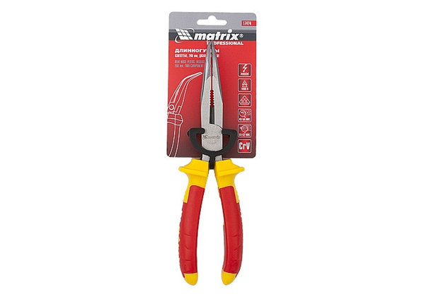 Длинногубцы изогнутые Insulated, 200мм, двухкомпонентные рукоятки MATRIX PROFESSIONAL, фото 2