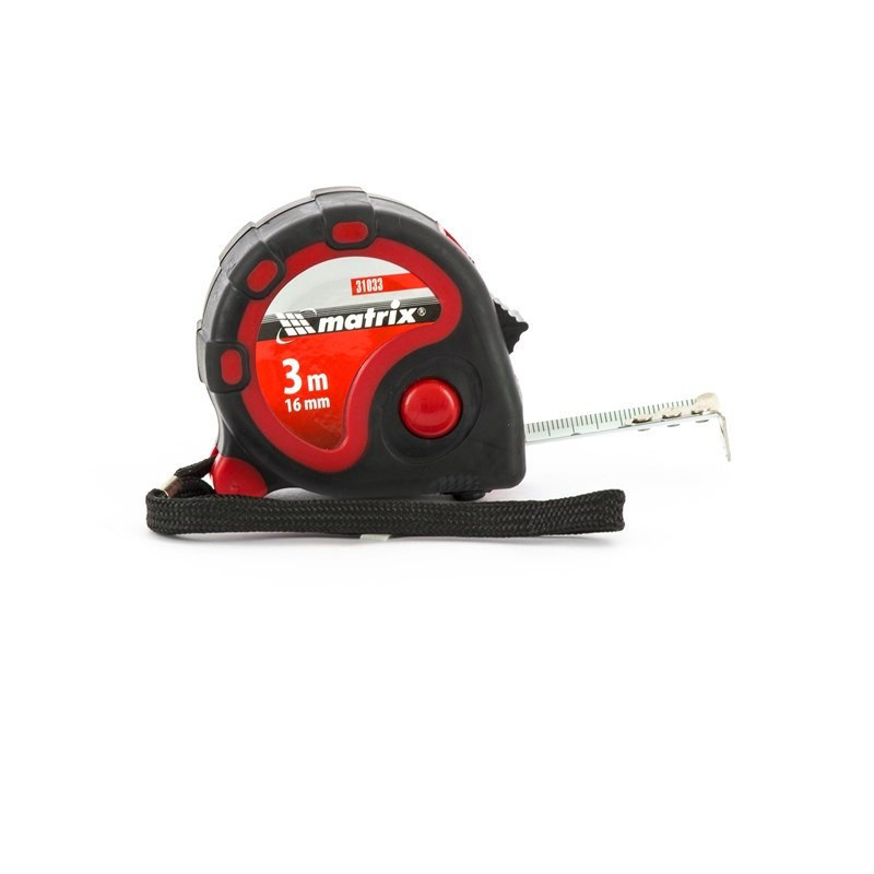 Рулетка Status 3 fixations, 3 м х 16 мм, двухкомпонентный корпус, 3 фиксации ленты MATRIX