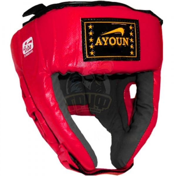 Шлем боксерский боевой Ayoun Profi искусственная кожа (красный) (арт. 845) - фото 1 - id-p123367147