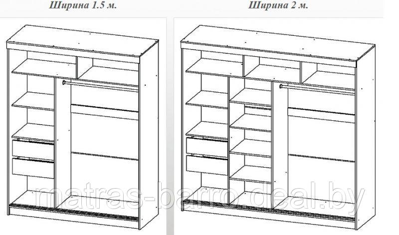 Шкаф-купе Бабочка с зеркалами 1.8 метра, дуб сонома - фото 2 - id-p79392775