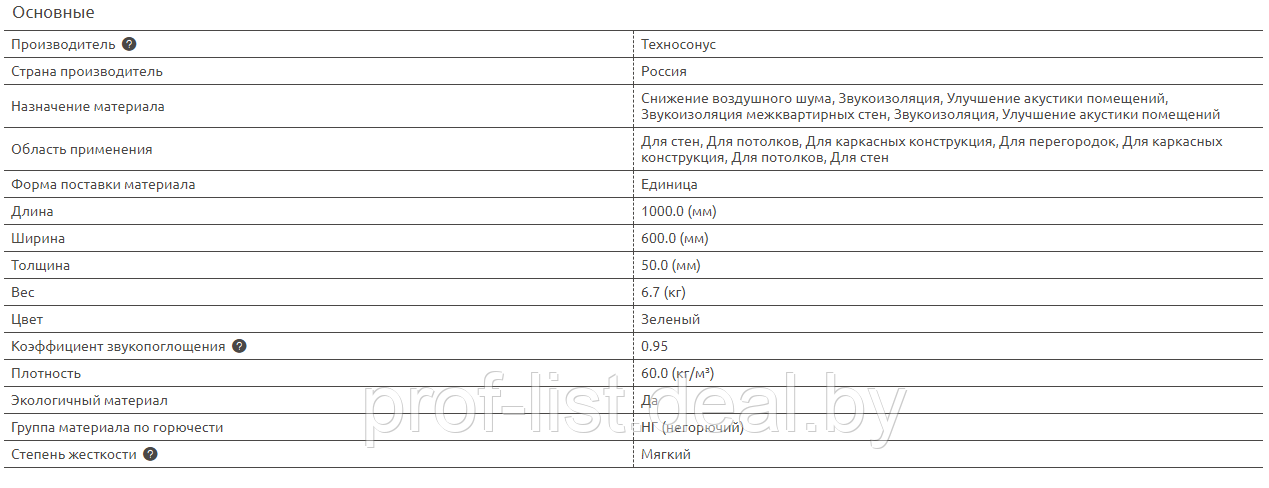 СтопЗвук БП Премиум, шумопоглощающая плита, плотность 60кг/м3, NRC= 0.95 (1м х 0,6м х 50мм) 2,4м2/у - фото 3 - id-p123417292