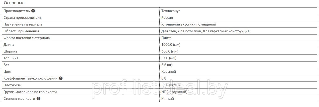 СтопЗвук БП Прайм, шумопоглощающая плита, плотность 65кг/м3, NRC=0.8, (1м х 0,6м х 27мм) 8шт. 4,8м2/уп - фото 3 - id-p123417485