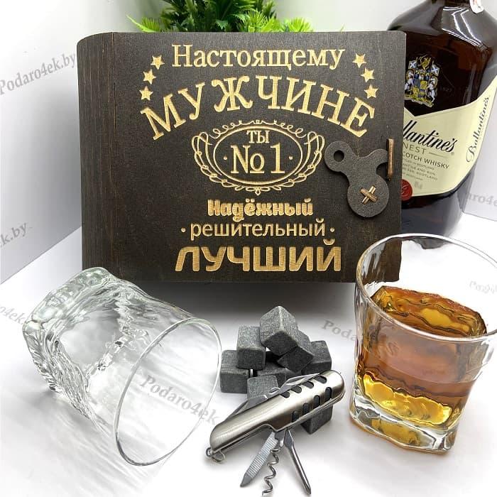 Подарочный набор для виски «Мужчина №1» на 2 персоны с мультитулом - фото 1 - id-p123459366