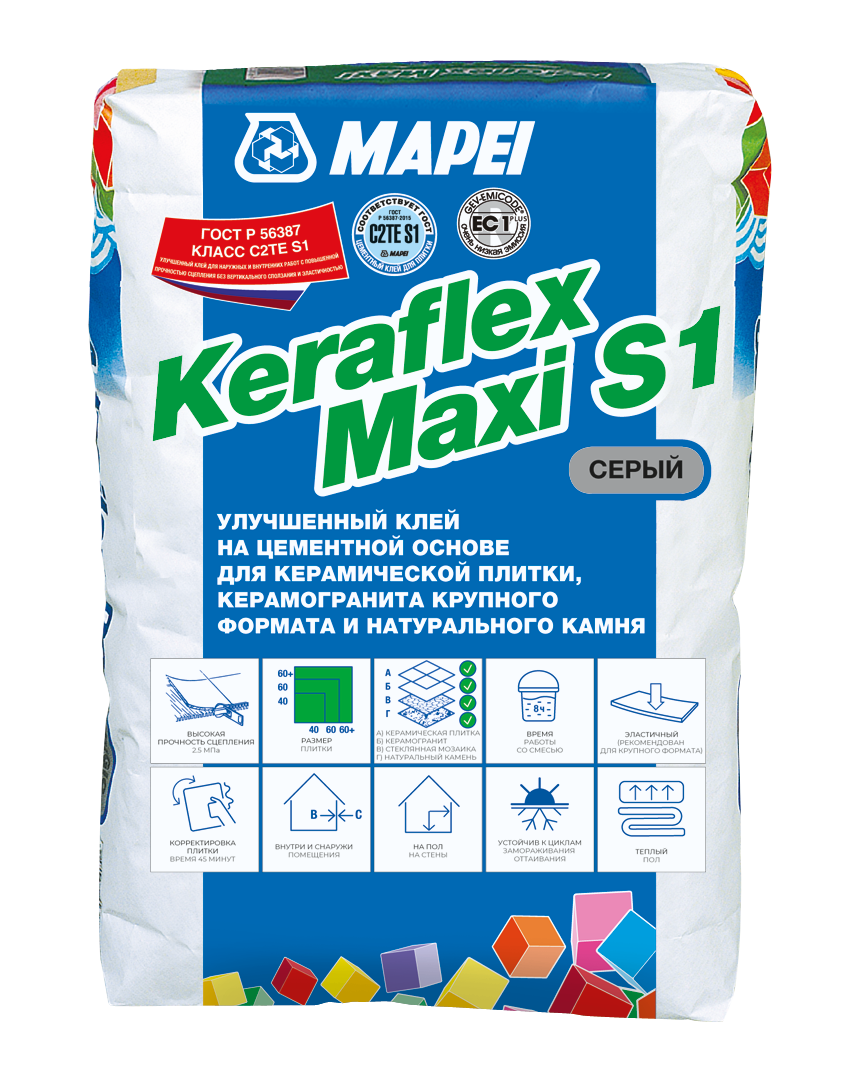 Эластичная клеевая смесь Keraflex maxy S1 серый 25 кг.