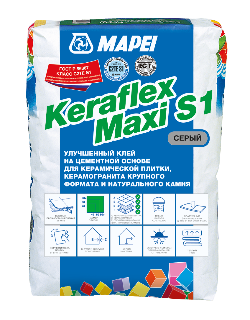 Эластичная клеевая смесь Keraflex maxy S1 серый 25 кг. - фото 1 - id-p123476375