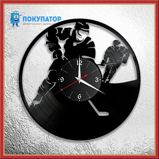 Оригинальные часы из виниловых пластинок "Хоккей". ПОД ЗАКАЗ 1-3 дня