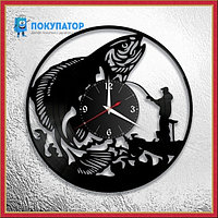 Оригинальные часы из виниловых пластинок "Рыбалка". ПОД ЗАКАЗ 1-3 дня