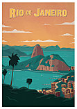 Ретро постер (плакат) "Рио" на стену для интерьера. Любые размеры В пластиковой рамке (черная), фото 2