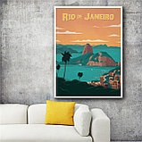 Ретро постер (плакат) "Рио" на стену для интерьера. Любые размеры На холсте с подрамником, фото 2