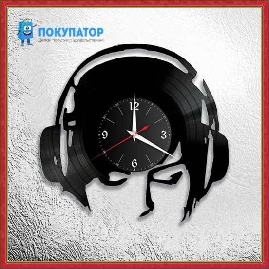 Оригинальные часы из виниловых пластинок "Наушники - 1". ПОД ЗАКАЗ 1-3 дня